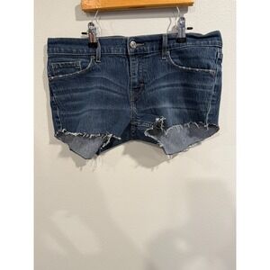 Levi's 524 Cut-Off Shorts Women's Size 11 Blue Denim Stretch Dark Wash Skinny